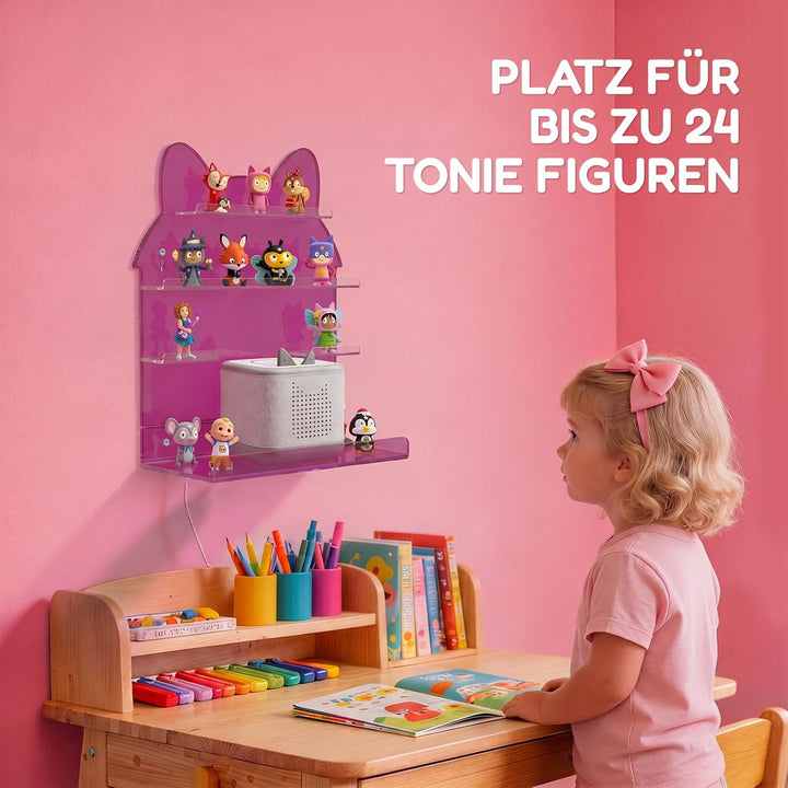 AITEE Tonie Regal aus Acryl: bis zu 24 Tonie Figuren - kompatibel mit Toniebox 1 & 2 für Mädchen & J