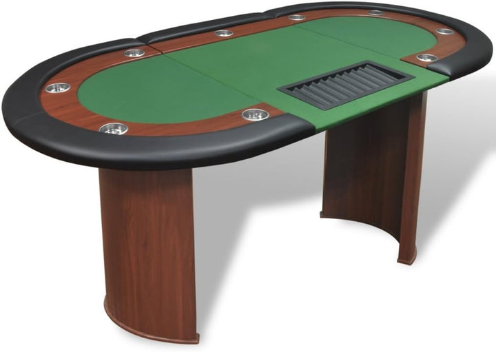 Festnight Pokertisch Spieltisch Casino Poker Tisch bis zu 10 Spieler mit Dealerbereich und Chipablag