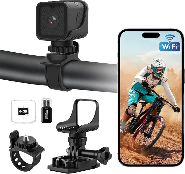Mini Action Cam,WiFi 1080P HD & 120° Wide Angle Helmet Camera, Verbesserte Version Dashcam Fahrrad M