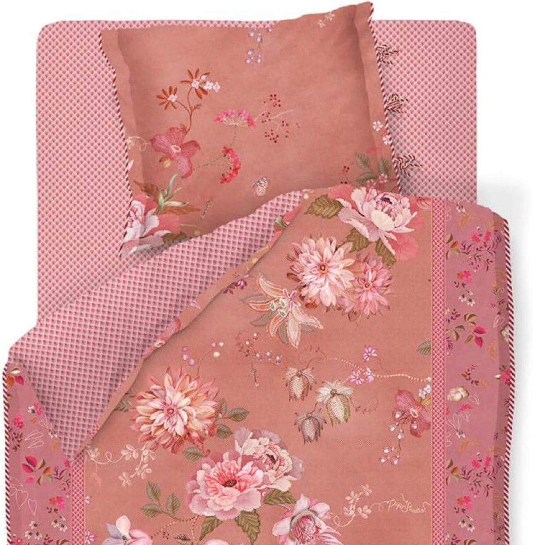 Pip Studio Perkal-Bettwäsche Tokyo Bouquet | rosa - 135 x 200 135x200 cm + 80x80 cm, 135x200 cm + 80