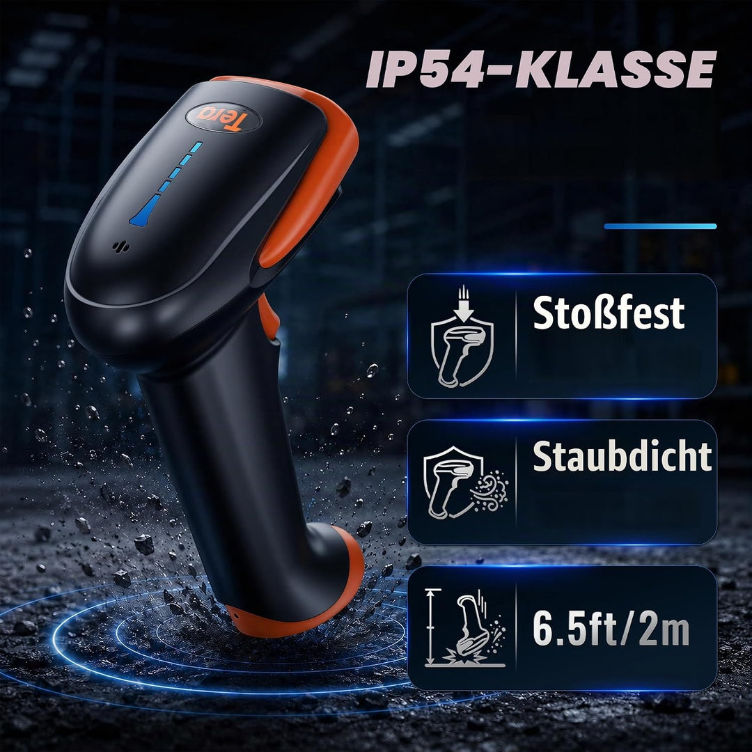 Tera Barcode Scanner 2D 1D 3 in 1 Barcodescanner Wireless 2.4 GHz/Bluetooth/USB Kabelgebunden Strich
