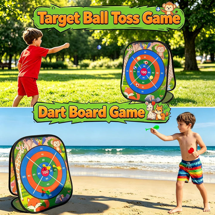 Cornhole Wurfspiel Kinder Outdoor - 5 in 1 Dartscheibe, Ringwurfspiel, Familienparty Strand Spiel Ga