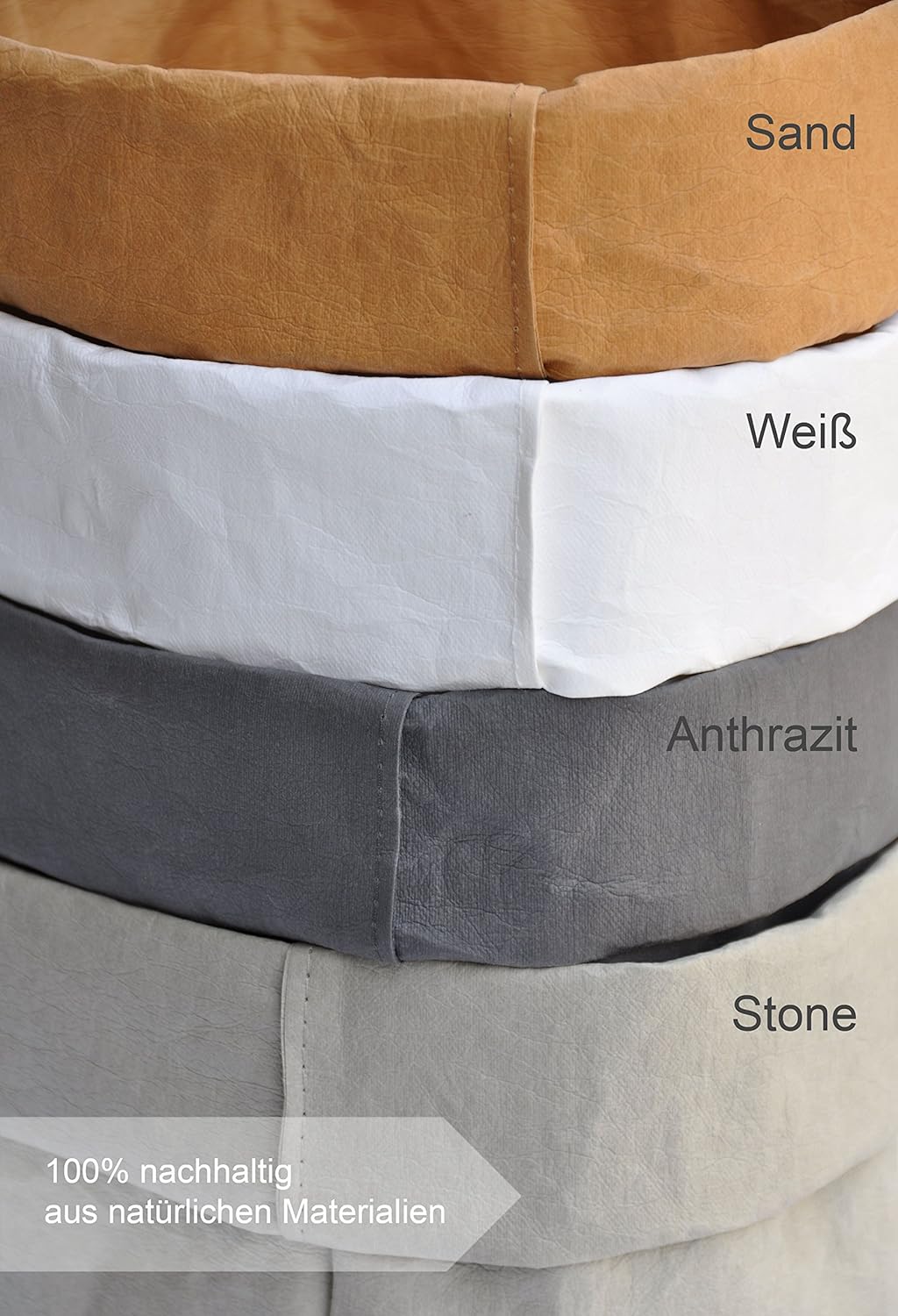 CALUTEA grosser XXL Brotkorb/Sand/modern/veganes Leder als Stoff Alternative/Brottasche/Brötchenkorb