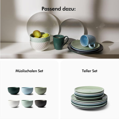 KIVY Kaffeetassen 6er Set [400 ml] - Hochwertige Kaffeetasse mit grossem Henkel - Keramik Tasse gros
