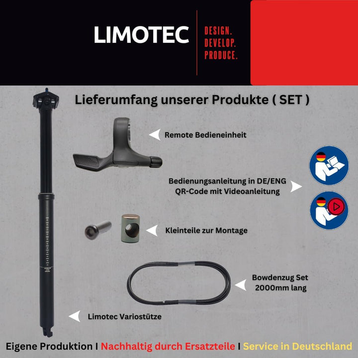 Limotec A6 AIR Höhenverstellbare Vario Sattelstütze mit Federung einstellbar via AV Ventil in 30.9/3