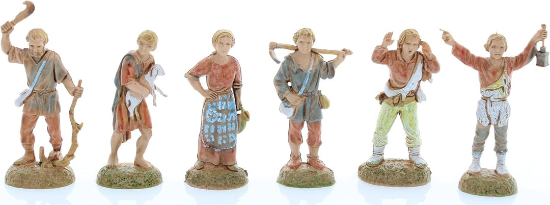 Moranduzzo Hirten-Gruppe 24 Figuren für 6 cm Krippe – MINI 6 – Massstab 1:32 – Unzerstörbare, Handbe