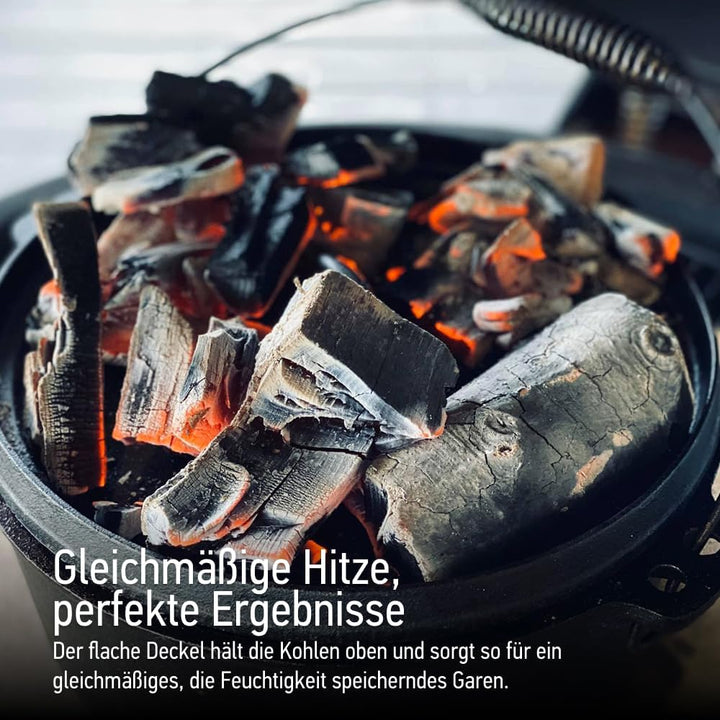TEXAS CLUB Gusseisentopf Dutch Oven, Gusseisen Topf mit Deckel - Fassungsvermögen 3.5L