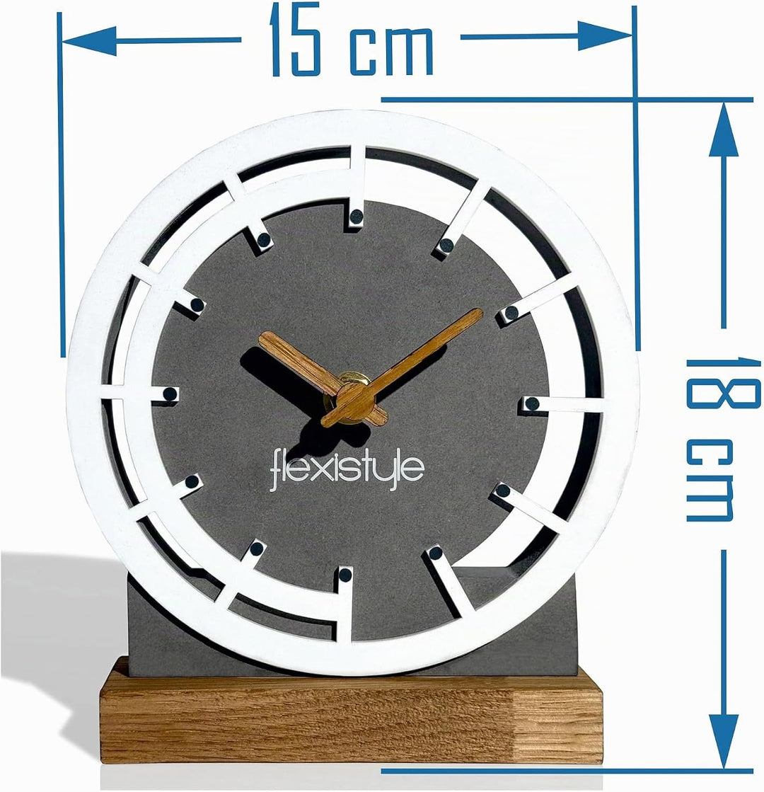 FLEXISTYLE Modern standuhr tischuhr klein aus Holz Eiche Wohnzimmer Badezimmer Uhr Holz tischuhren h