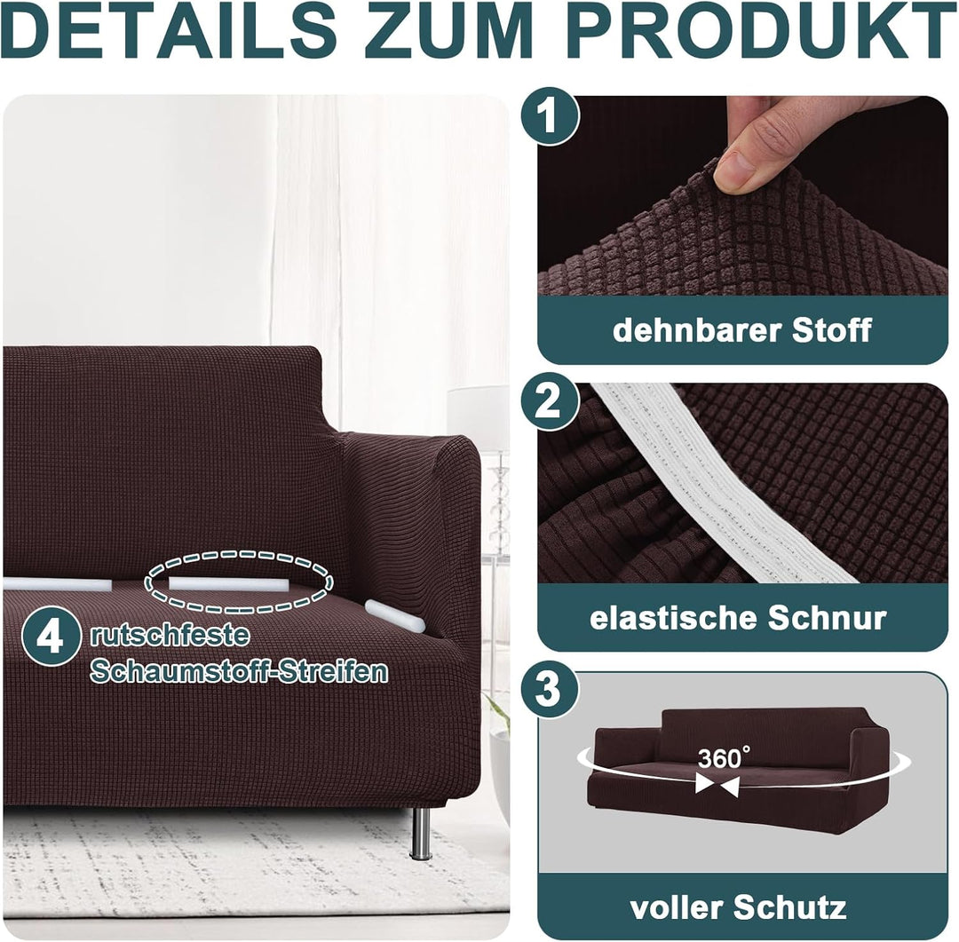 BellaHills Wasserdicht Sofabezug Übergrösse 2 Sitzer (172-190cm), Stretch Sofa Cover, Elastischer So