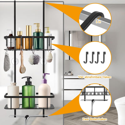 MILFECH Duschablage zum Hängen, Duschregal mit 2 Duschkörben zum 70 x 25 cm Hängen Duschablage Edels