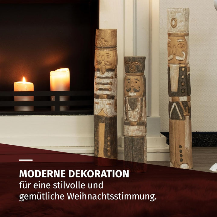 Moritz Nussknacker Holzfigur 61 cm handgefertigte Weihnachtsdekoration aus Mangoholz geschnitzt und