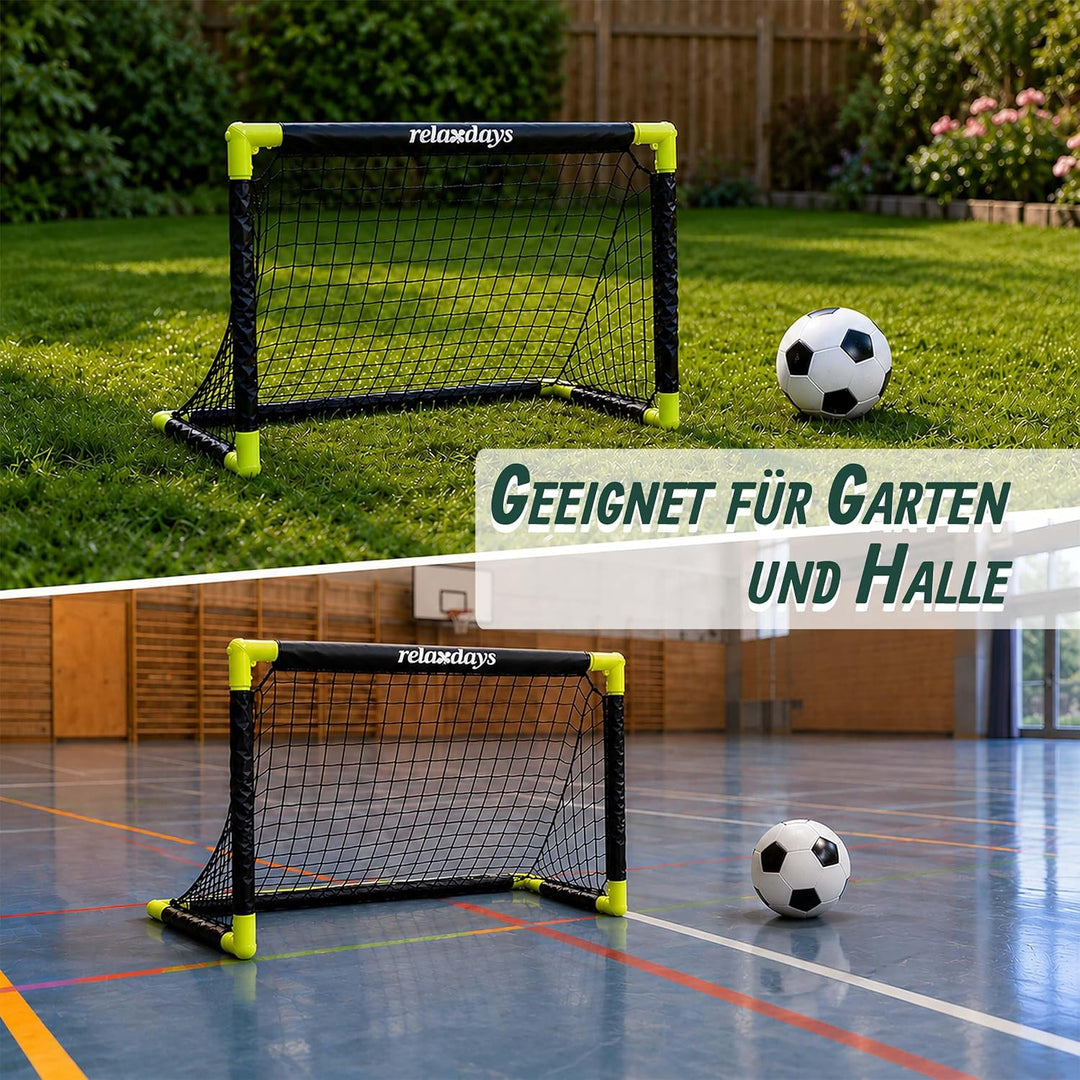 Relaxdays Fussballtor, HxBxT: 60 x 90 x 60 cm, steckbar, mit Ball, Farbwahl Schwarz-Gelb, Schwarz-Ge
