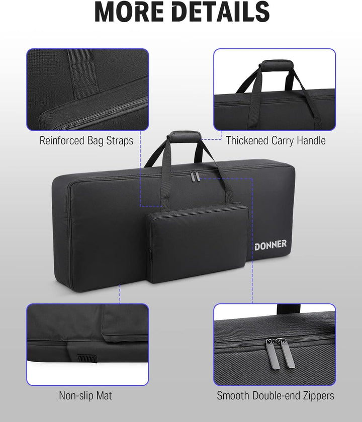 Donner Keyboardtasche 61 Tasten, 104 x 41 x 13 cm wasserdichte Keyboard Tasche 10 mm Dicke Polsterun