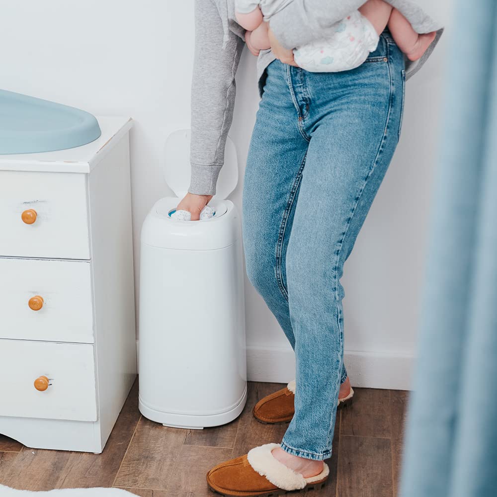 Angelcare Windeleimer "Dress Up", weiss lackiert weiss nur Abfallbehälter, Weiss Mülleimer + 1 Nachf