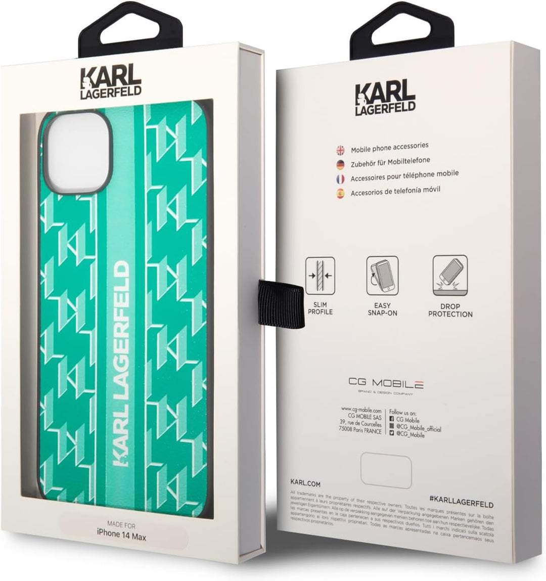 Karl Lagerfeld KLHCP14MPGKLSKN hülle für iPhone 14 Plus 6,7" hardcase grün/Green Monogram Stripe