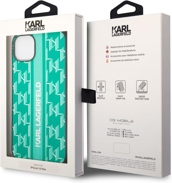 Karl Lagerfeld KLHCP14MPGKLSKN hülle für iPhone 14 Plus 6,7" hardcase grün/Green Monogram Stripe