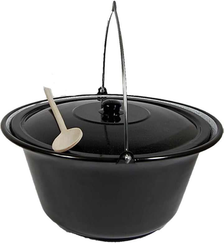 troph-e-shop Set Gulaschkessel Gulaschtopf 22 Liter Emaille + Deckel + Gratis Kochlöffel