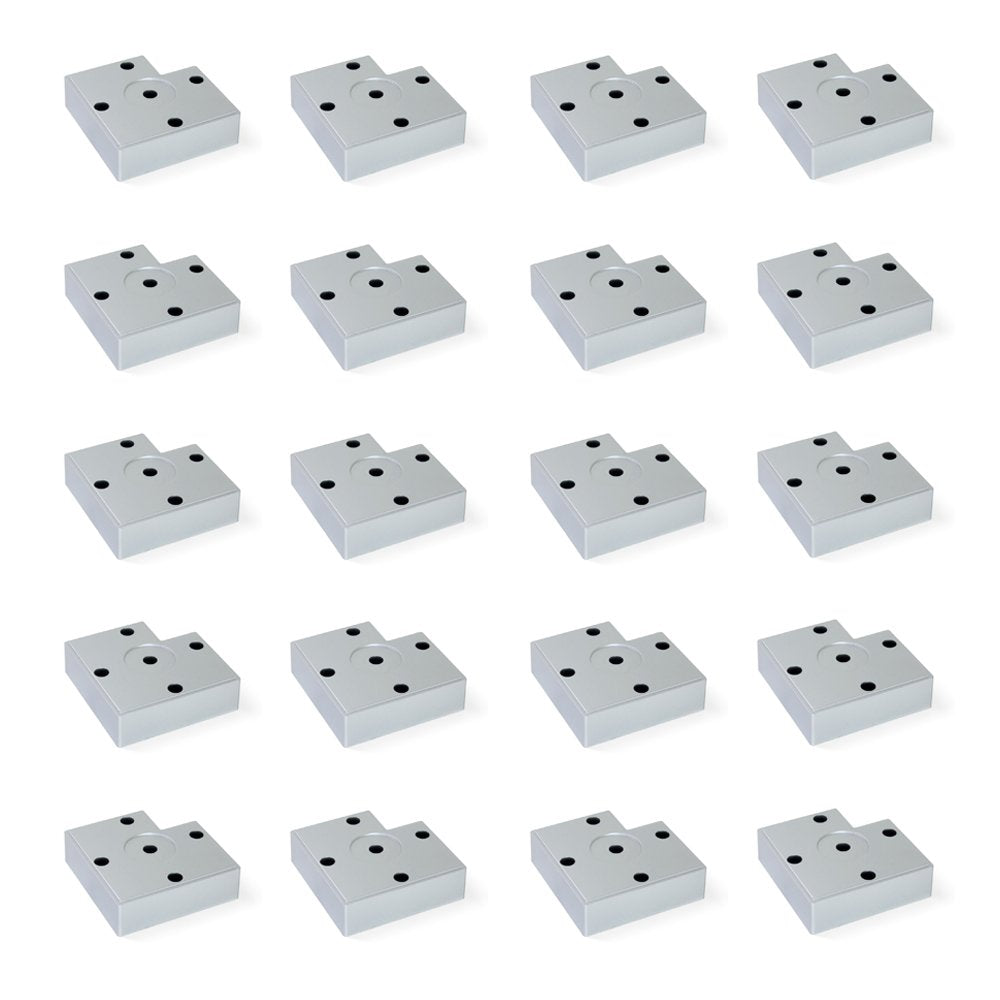 Emuca 2039325 Set aus 20 Füssen für Möbel/Schrank/Bett aus Aluminiumfarbenem Kunststoff, 15 mm H 15