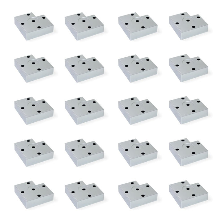 Emuca 2039325 Set aus 20 Füssen für Möbel/Schrank/Bett aus Aluminiumfarbenem Kunststoff, 15 mm H 15