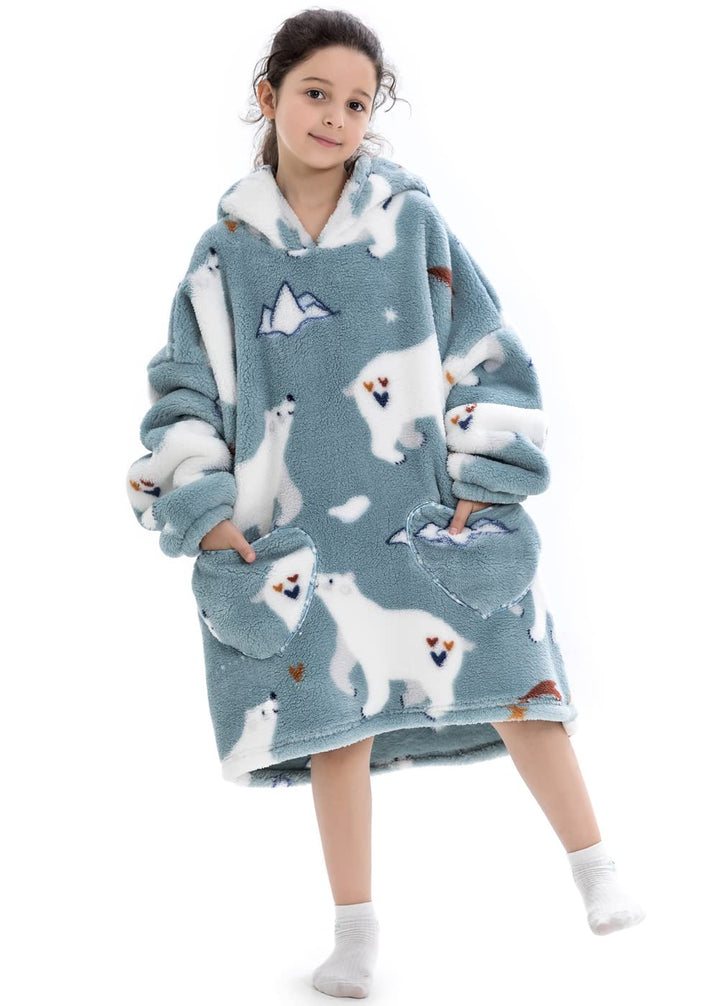 Ruiuzioong Kinder Übergrosse Kapuzenpullover,Super Weich Warmes Bequeme Tragbare Decken Sweatshirt f