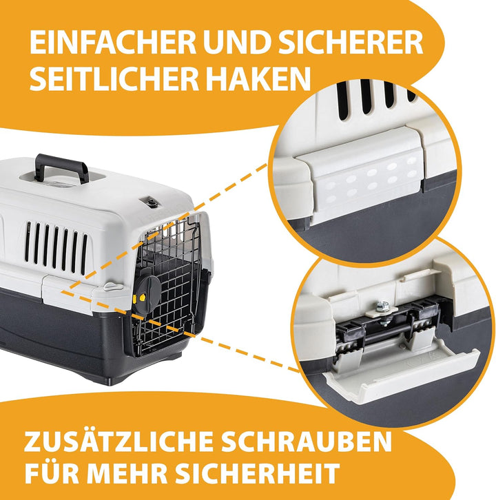Ferplast Katzentransportbox Clipper 1, Hundetransportbox, IATA-zugelassene Reisebox, Haustiertranspo