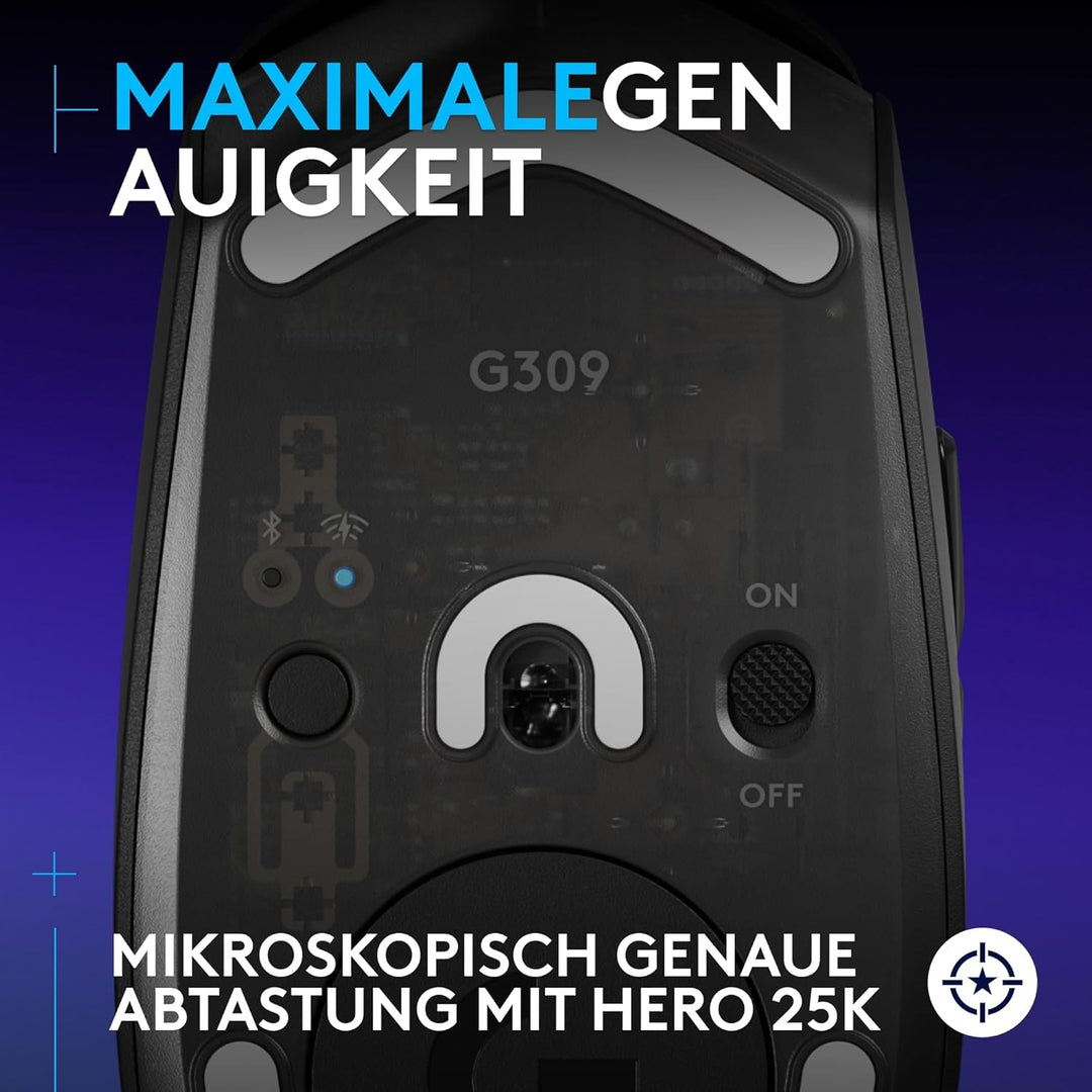 Logitech G309 LIGHTSPEED kabellose Gaming-Maus, leicht, LIGHTFORCE-Hybridschalter, HERO 25K-Sensor,