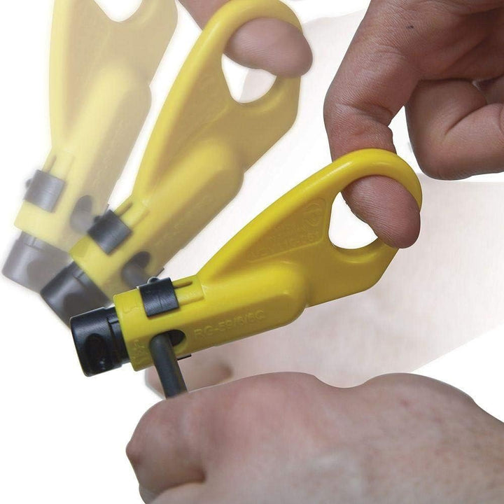 KLEIN TOOLS Abisolierwerkzeug für Koaxialkabel, 2 Stufen, radial Koax-Abisolierer RG59, RG6, RG6-QS,