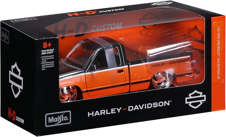 Maisto 1:24 Harley Davidson Custom 1993 Chevy Pick-up, Orange/Schwarz