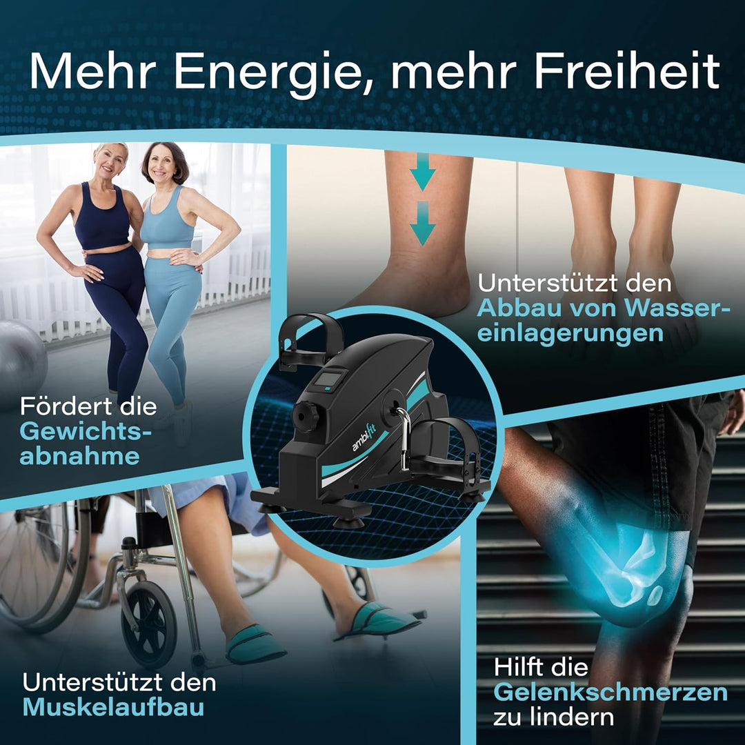 Mini Heimtrainer Pedaltrainer Set [leise & laufruhig] stufenlos einstellbar | Beintrainer & Armtrain