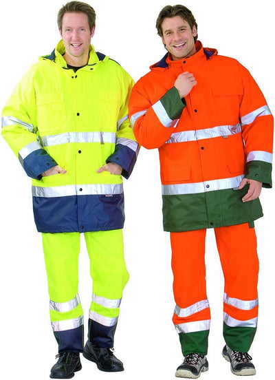 Planam Grösse XXL Herren Warn-/Wetterschutz Parka 2-farbig orange grün Modell 2058 XXL Orange, Grün,