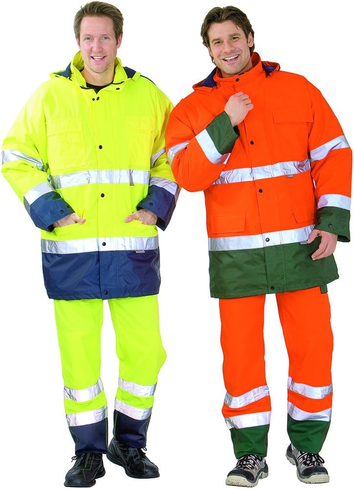 Planam Grösse 4XL Herren Warn-/Wetterschutz Parka 2-farbig orange grün Modell 2058 4XL Orange, Grün,