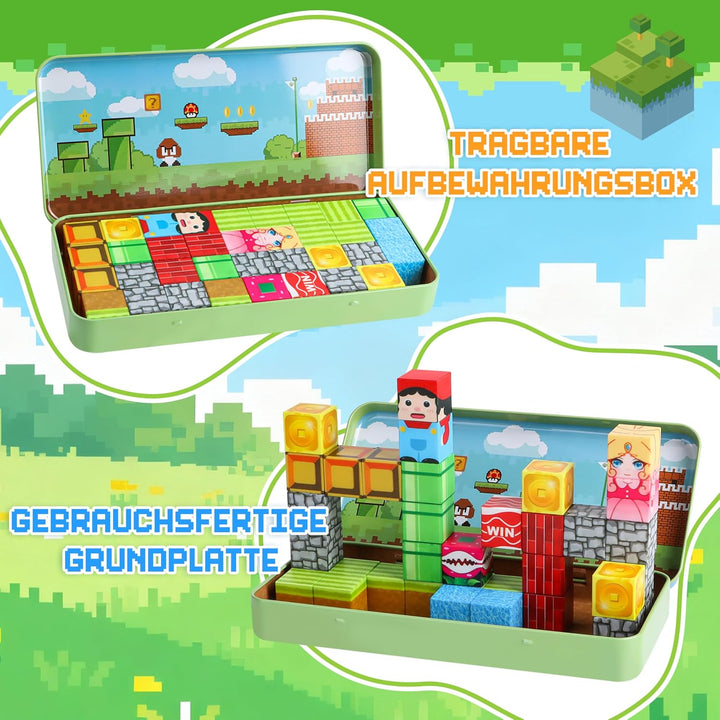 Ulikey Magnetische Bausteine, Reisespielzeug Magnetic Blocks, Magnetbausteine Kinder Tragbare, STEM