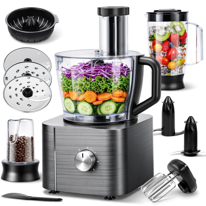 TopStrong Küchenmaschine 1100W,Küchenmaschine Multifunktions,11 Funktionen Food Chopper Prozessor,3,