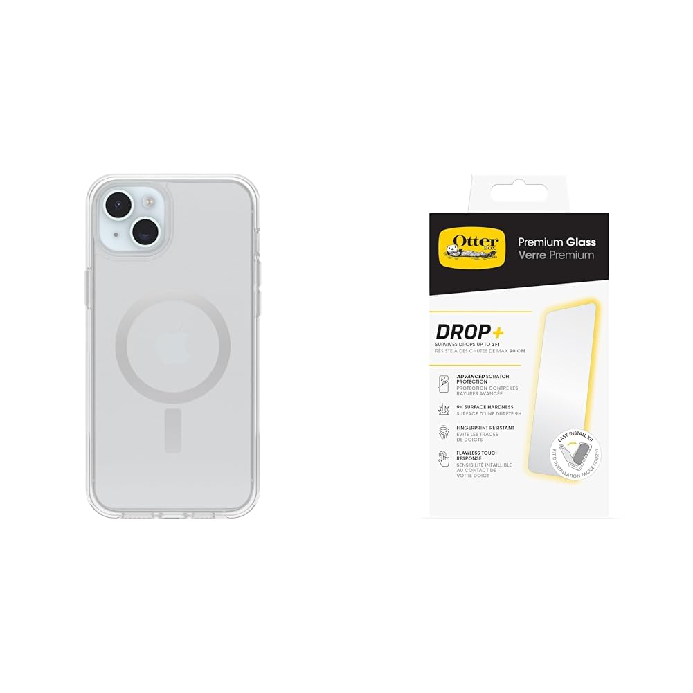 OtterBox Symmetry Clear MagSafe Apple iPhone 15 Plus/iPhone 14 Plus - Clear with Premium Tempered Gl