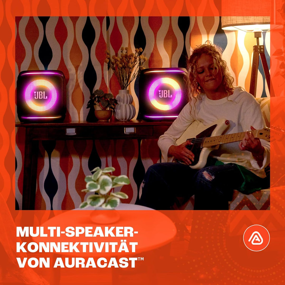 JBL Partybox Encore 2, kabelloser Bluetooth Partylautsprecher mit Mikrofon, 15 Stunden Spielzeit, IP