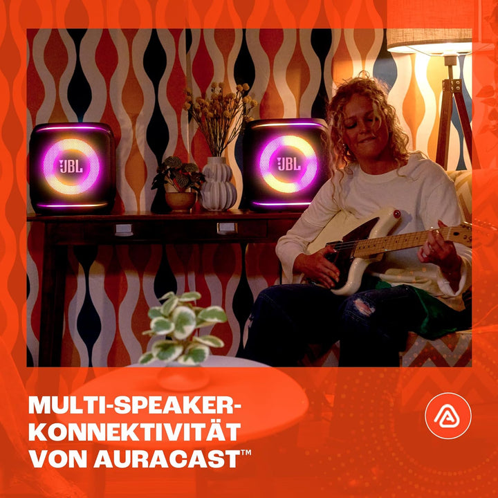 JBL Partybox Encore 2, kabelloser Bluetooth Partylautsprecher mit Mikrofon, 15 Stunden Spielzeit, IP