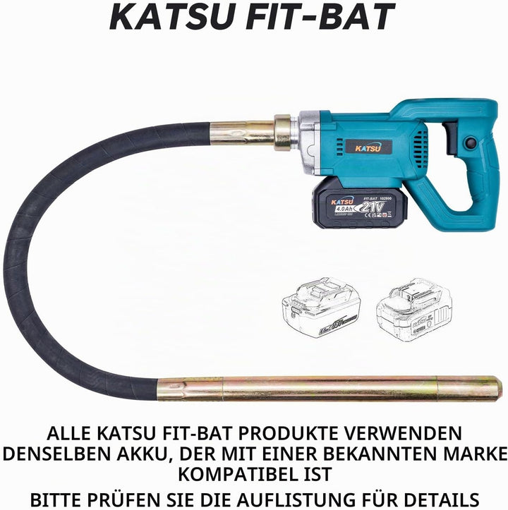 KATSU FIT-BAT 21V Brushless Akku Betonrüttler Betonverdichter Betonwerkzeuge Bürstenloser mit 4,0Ah-