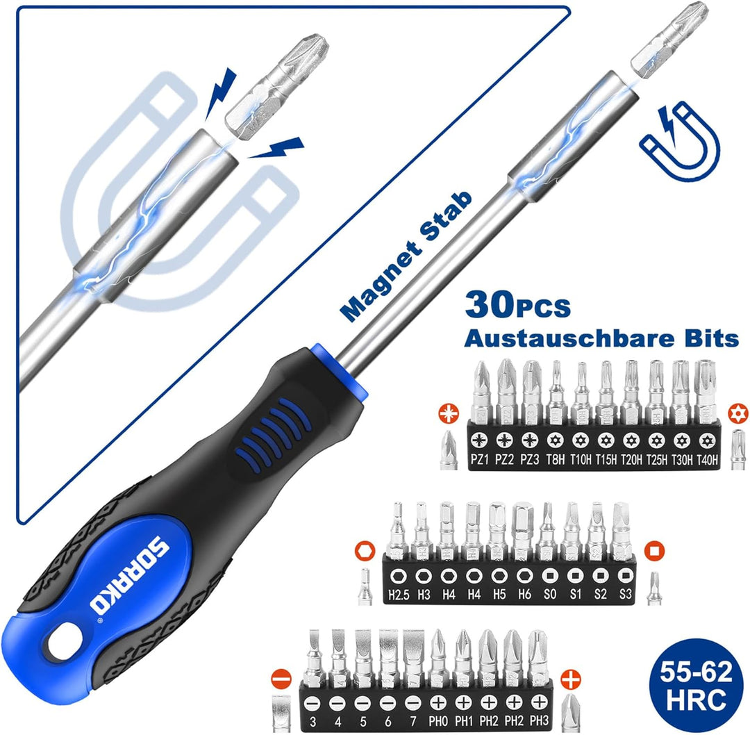 SORAKO Schraubendreher Set, 51PCS Feinmechaniker Schraubendreher Set Magnetisch für Heimwerk, Renovi
