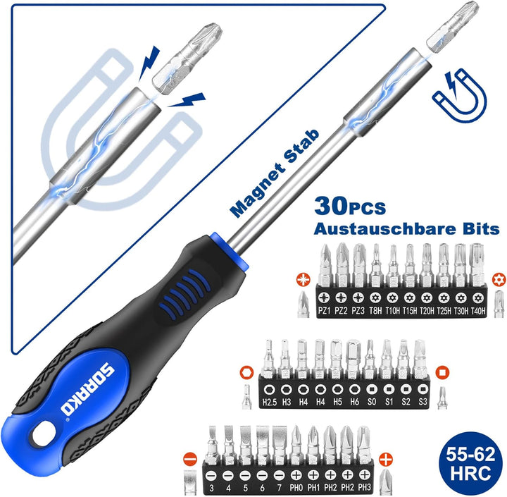 SORAKO Schraubendreher Set, 51PCS Feinmechaniker Schraubendreher Set Magnetisch für Heimwerk, Renovi