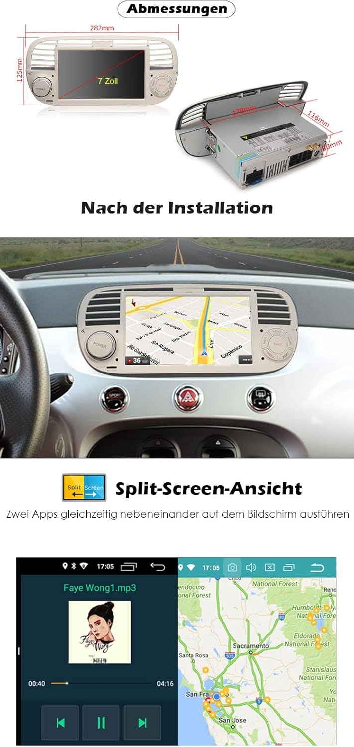 Erisin Quad Core Android 10 7 Zoll Autoradio Mit GPS Navi für FIAT 500X Auto Multimedia Player Touch