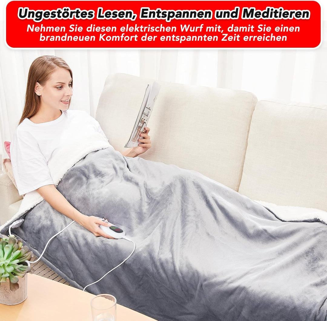 Heizdecke mit Abschaltautomatik, 130x160cm, 10 Heizstufen Up-to-9 Stunden Auto-Off-Timer Überhitzung