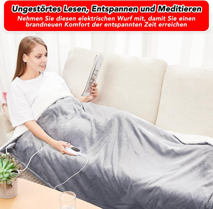 Heizdecke mit Abschaltautomatik, 130x160cm, 10 Heizstufen Up-to-9 Stunden Auto-Off-Timer Überhitzung