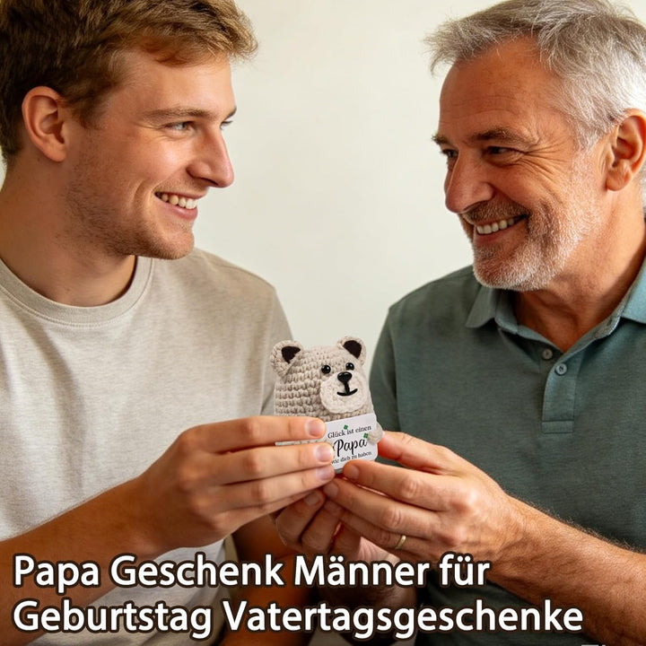 WenmthG Geschenke für Papa Pocket Hug Glücklicher Bär Glücksbringer Deutsch, Papa Geschenke Geburtst