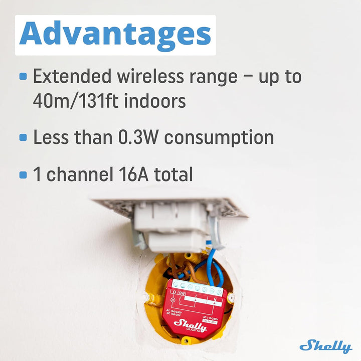 Shelly Qubino Wave 1PM | Z-wave Smart-Schalter-Relais, 1 Kanal 16 A mit Strommessung | Hausautomatio