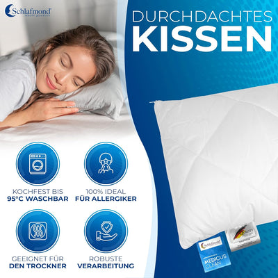 Schlafmond Medicus Clean Allergiker Kopfkissen 40 x 80 cm - Max. Schlafkomfort, Anpassbare Kissenfül