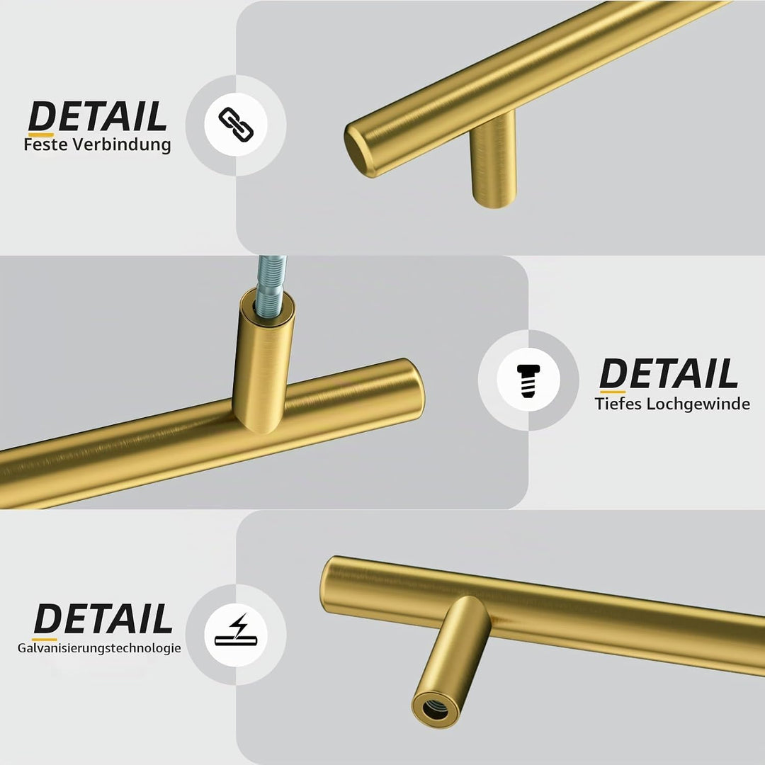 20 Stück goldenwarm Schrankgriffe Gold Möbelgriffe 128mm Lochabstand Gold Schrankgriffe Edelstahl Go