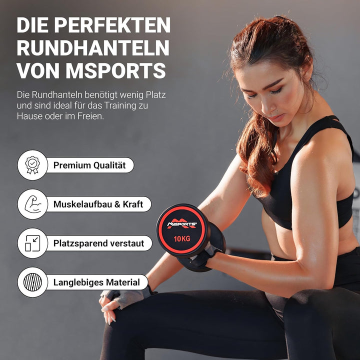 Rundhantel Premium 2er Set | Gummi Kurzhantel Beschichtung 2,5-50 kg | Griff verchromt und gerändelt