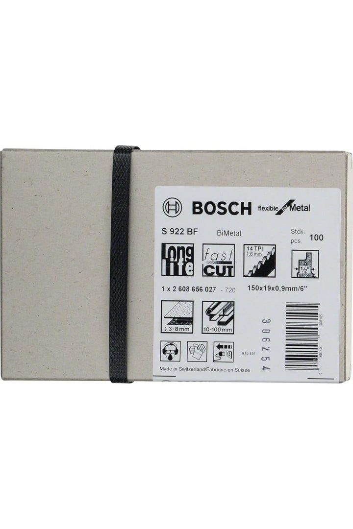Bosch Professional 100 Stück Säbelsägeblatt S 922 BF Flexible for Metal (für Metall, 150 x 19 x 0,9