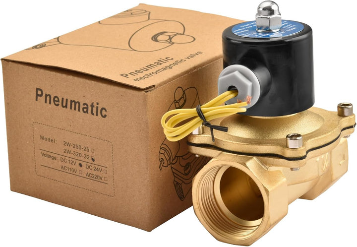 Heschen Messing Elektrisches Magnetventil, 2W-320-32, PT 1-1/4'', DC12V, Direktwirkung Wasser Luft,