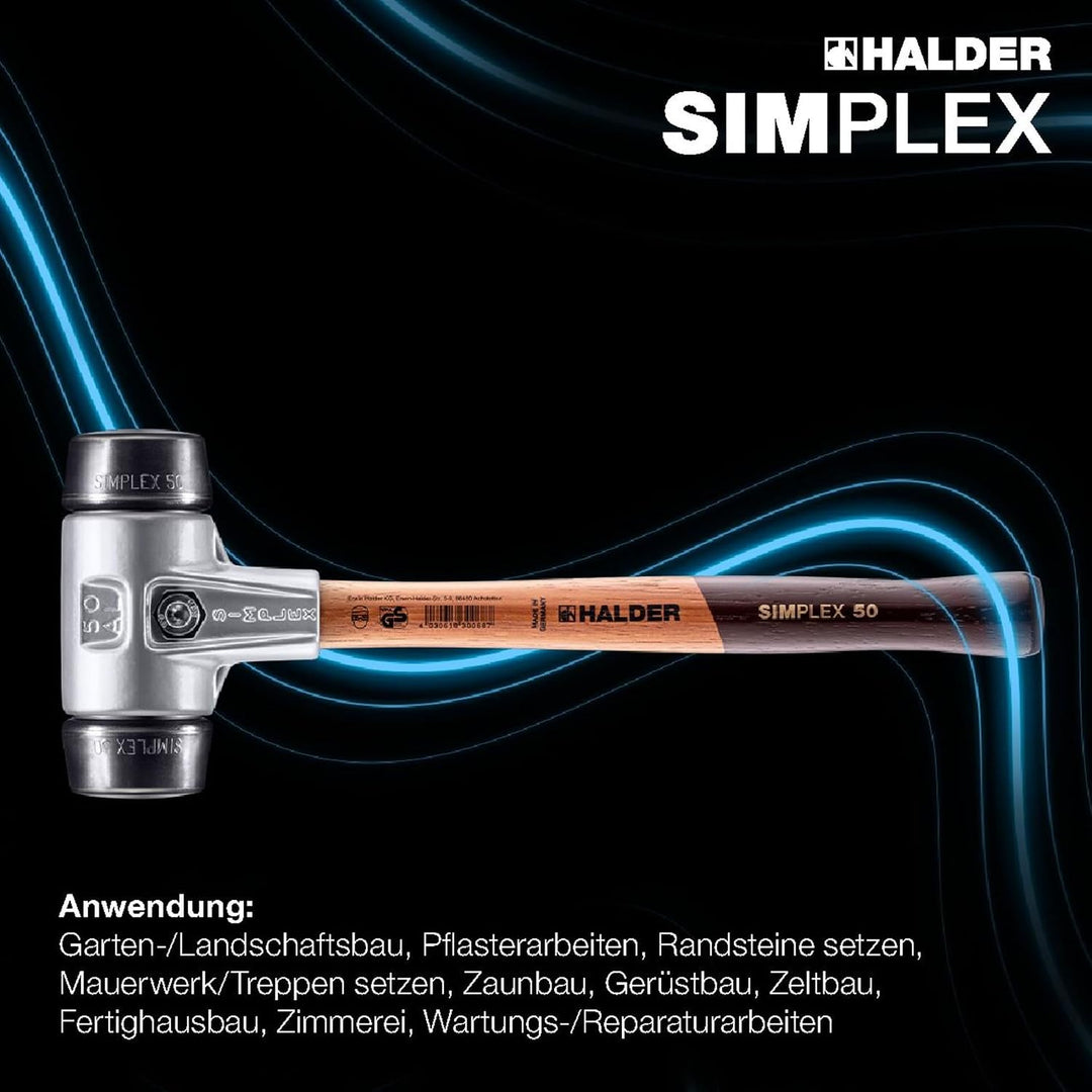 SIMPLEX-Schonhammer, Gummikomposition; mit Aluminiumgehäuse und hochwertigem Holzstiel | D=40 mm | 3